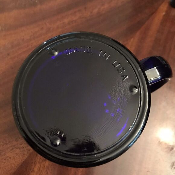 Starbucks Glass Coffee Mugs Cobalt Blue Etched Mermaid Logo USA Set of 3  12 oz - Picture 7 of 7